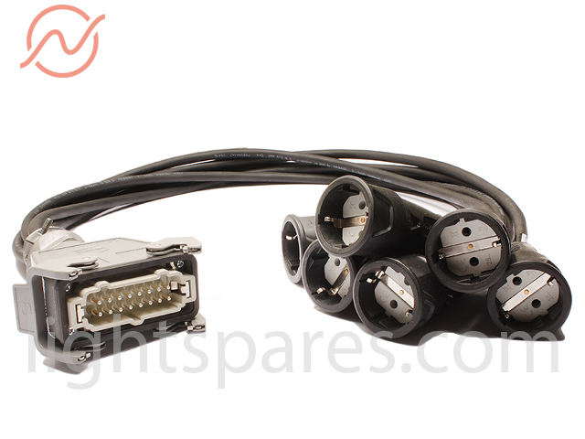 LichtService - Splitbox Han16E male->6x Schuko