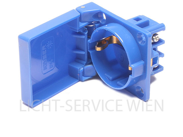 Stecker - Schuko Anbaukupplung mit Deckel (blau)
