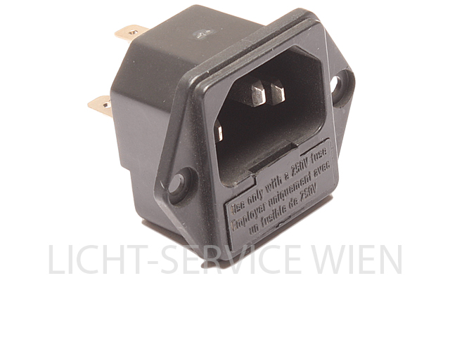 Stecker- Kaltgeräte Einbaubuchse + Sicherung schw