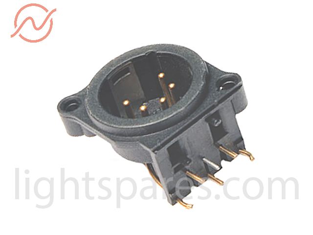 Stecker - XLR 5pol PCB Anbaustecker90°,sw,NC5MAH-B