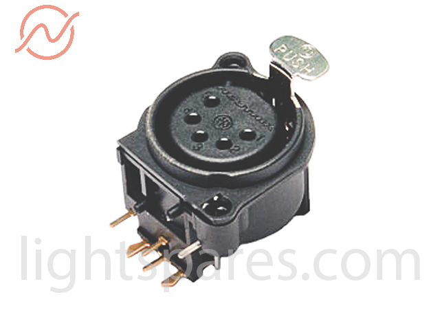 Stecker - XLR 5pol PCB Anbaubuchse90°,sw,NC5FAH-B